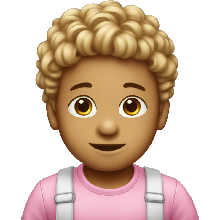 Bambino con capelli ricci e viso rosa  emoji