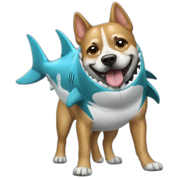 dog with shark suit emoji