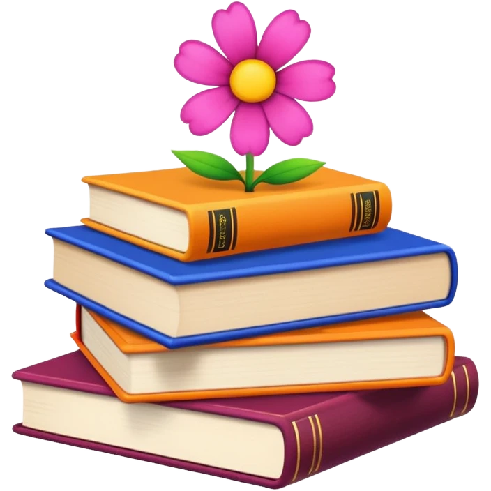 Some books with a flower on top emoji