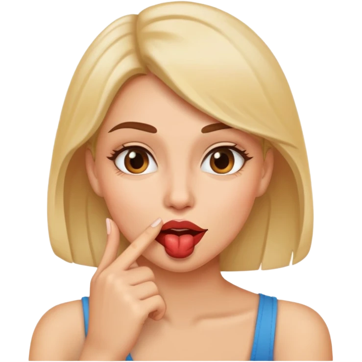 flirtatious face with finger in mouth emoji