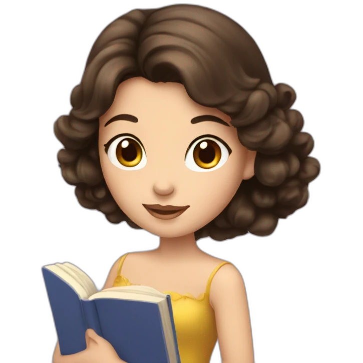 Brunette princess with book emoji