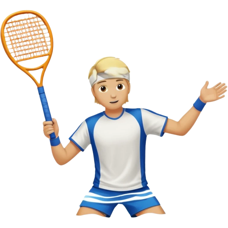 Chico  rubio bajo el sol jugando padel  emoji