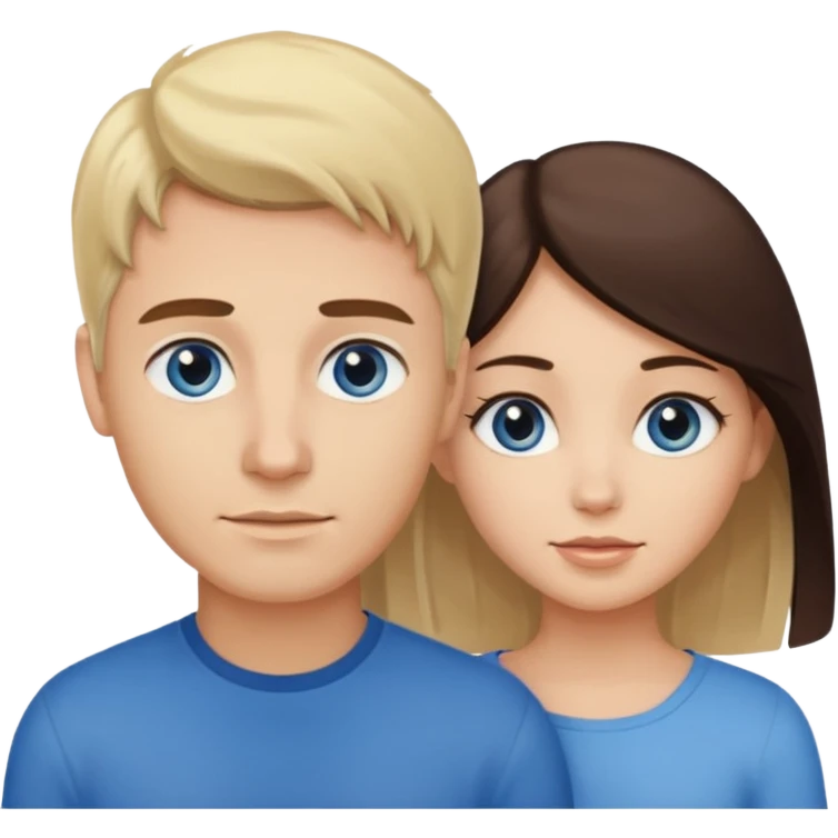 Blond blue eyed man with brunette brown eyes girl emoji