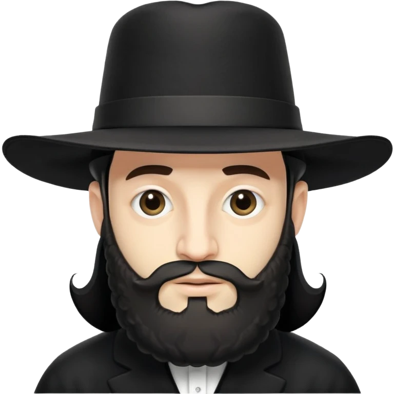 Hasidic Jewish man with wide-brimmed black hat, curled side locks, short beard, traditional attire, neutral expression emoji