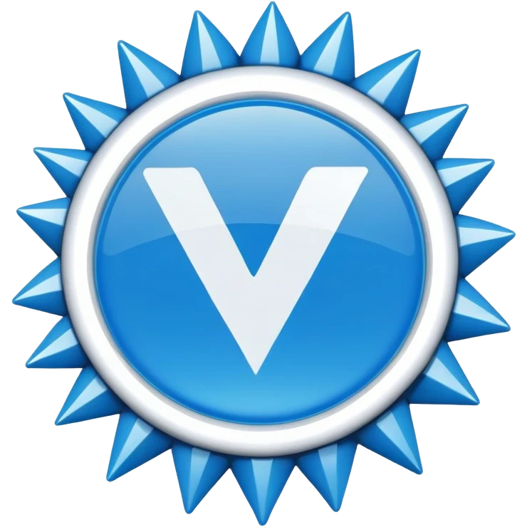 Create a high-res vector icon of a blue badge with 12 rounded spikes and a centered white checkmark. Use a flat #1DA1F2 blue, bold smooth checkmark, and transparent background. Style like social media verified badges. emoji