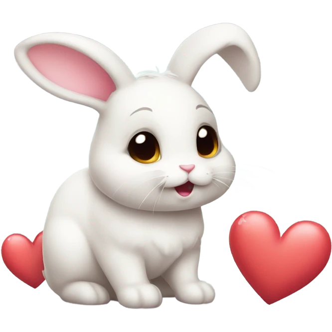 cute small bunny in love, hearts emoji