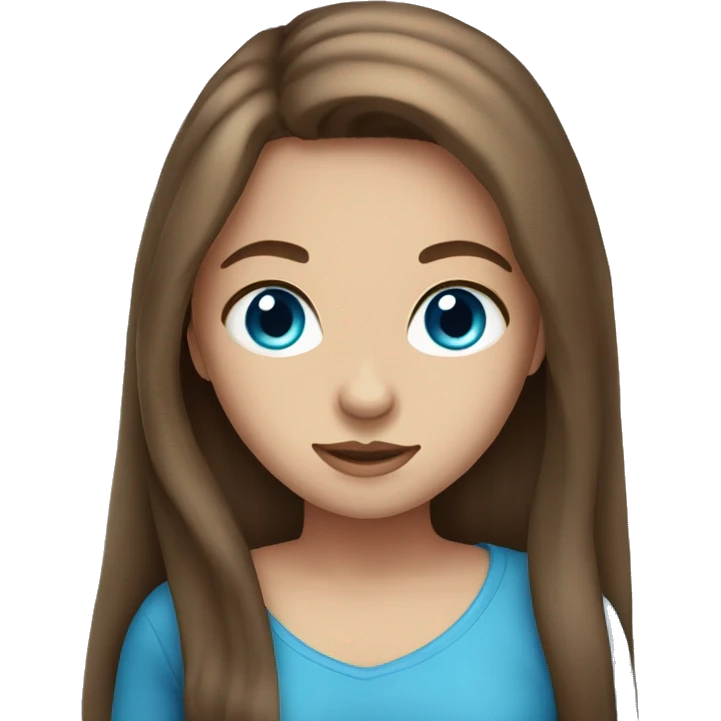 a girl with long brown hair with blue eyes emoji