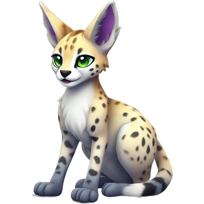 Cute Kawaii Cool Edgy Epic Ethereal Sparkly Colorful Sergal-Serval-Caracal-Vernid full body emoji