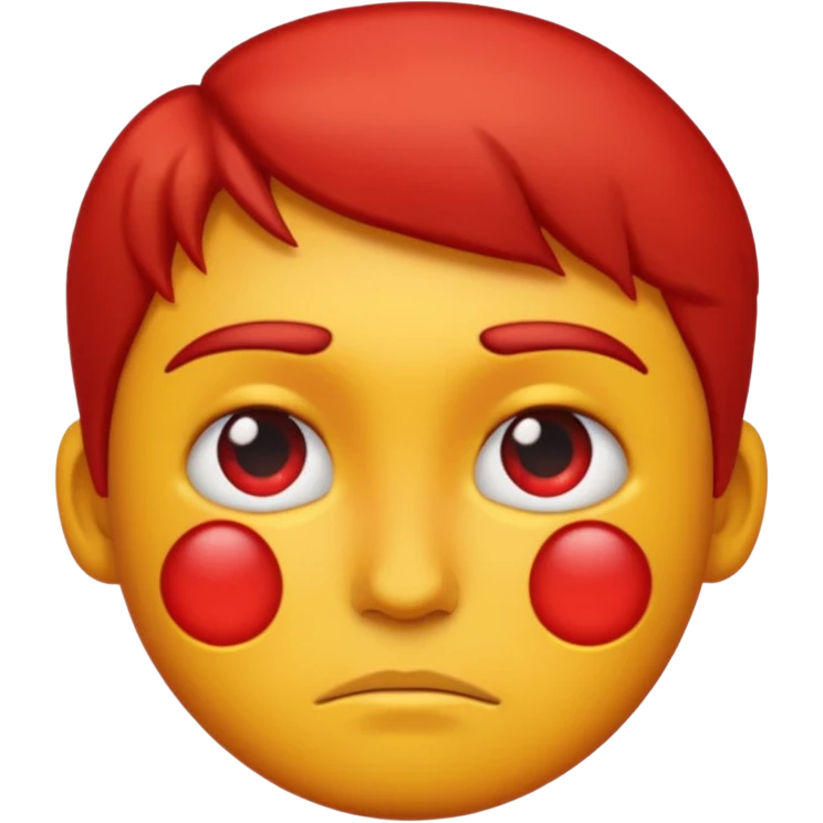 simple emoji-style face with red, sunburned skin and a frown emoji