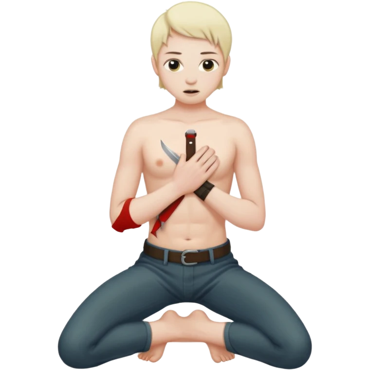 Knife through chest kneeling emoji