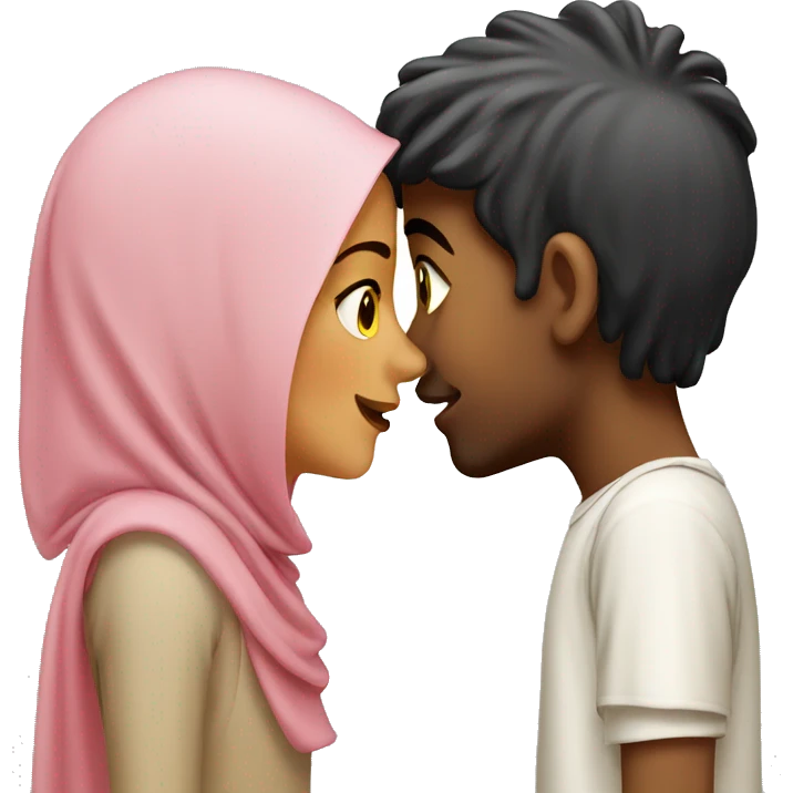 arab girl kissing boy emoji