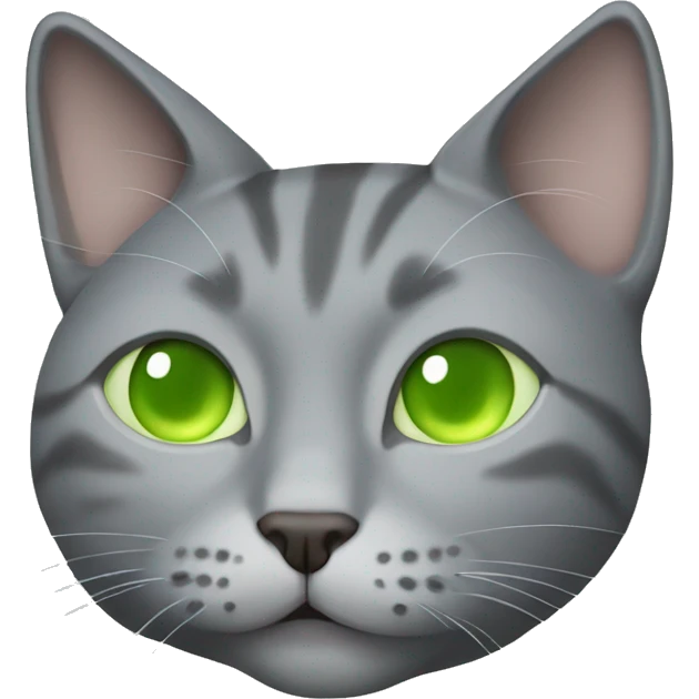 realistic sleeping grey cat with light green eyes emoji