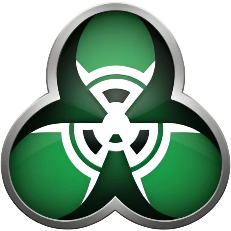 Minimalist emoji-style sticker of a fractured biohazard symbol with a small eye in the center. Stylized, geometric, no text.
 emoji