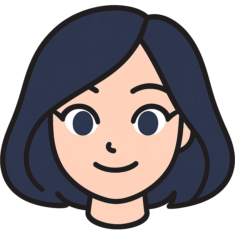 Make a cute girl head only (no neck) in a clean cartoon style with pale skin and a face resembling Samsung Sam. Remove all outlines from the edges completely. White background. Suitable for a Telegram bot profile. emoji