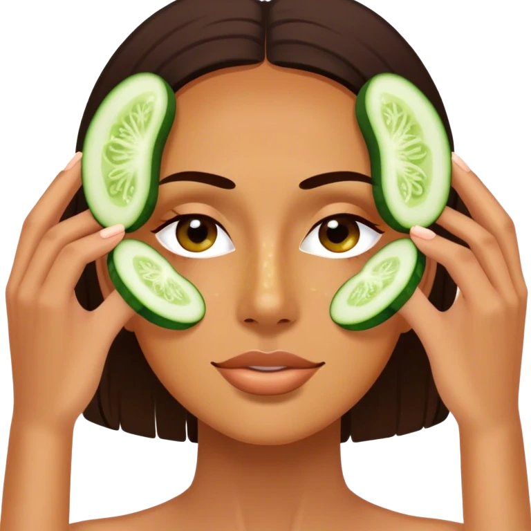 Spa day facial with cucumber slices covering eyes emoji
