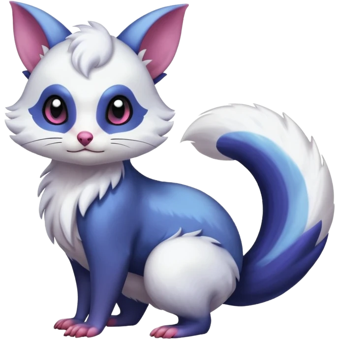 Shiny Exotic Colorful Aesthetic Beautiful Cute Pretty Royal Furret-Absol-Noibat-Hybrid (Full body) emoji