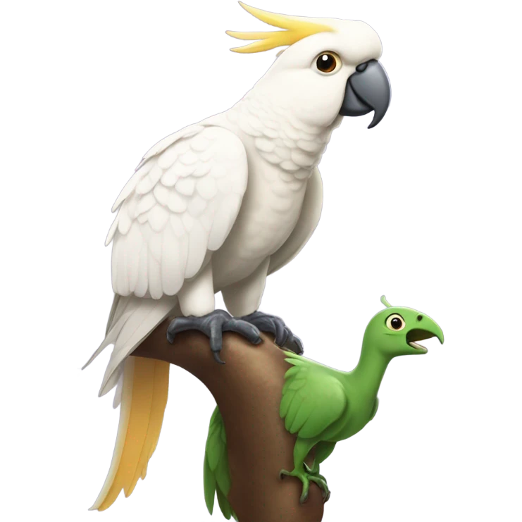 Cockatoo riding a dinosaur  emoji