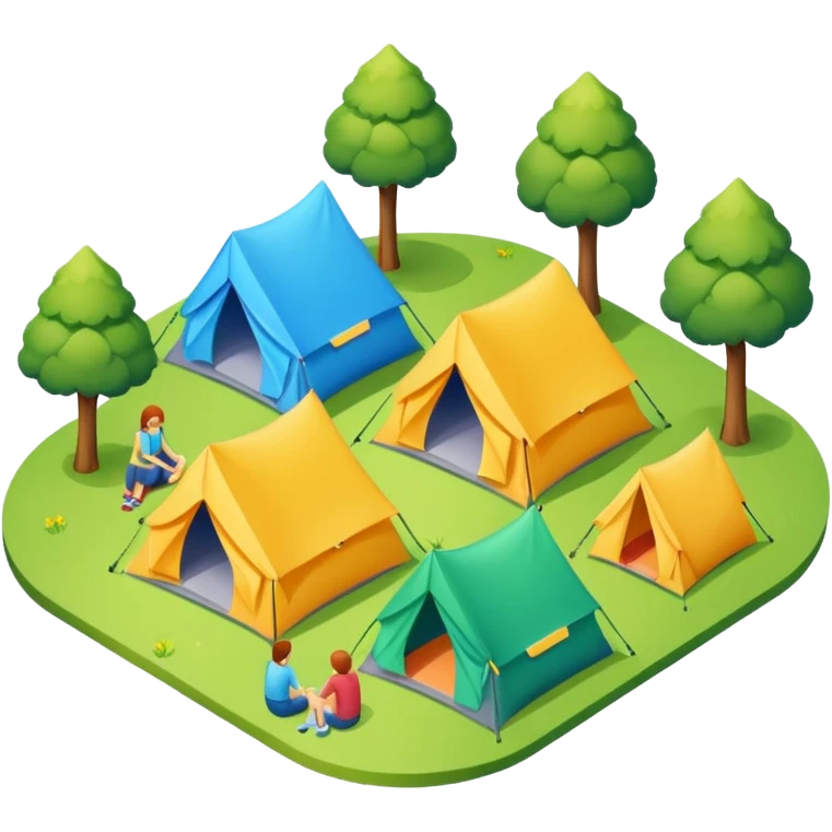 Tent vacation park isometric exterior emoji