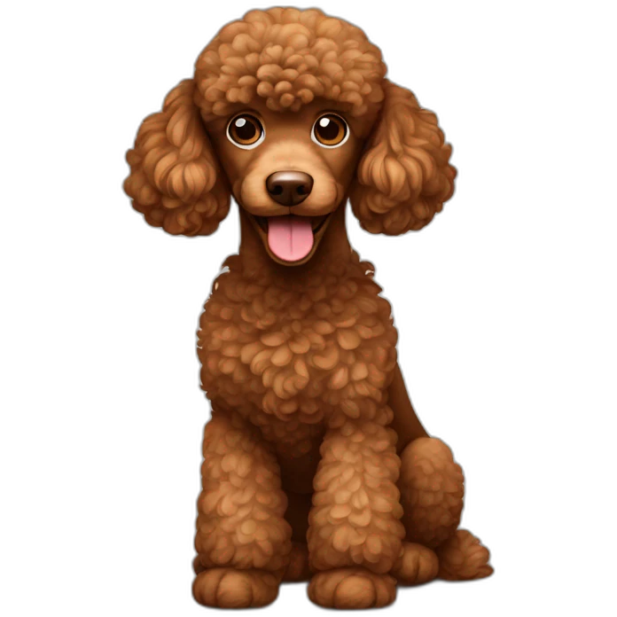 Brown poodle sitted looking smiling emoji