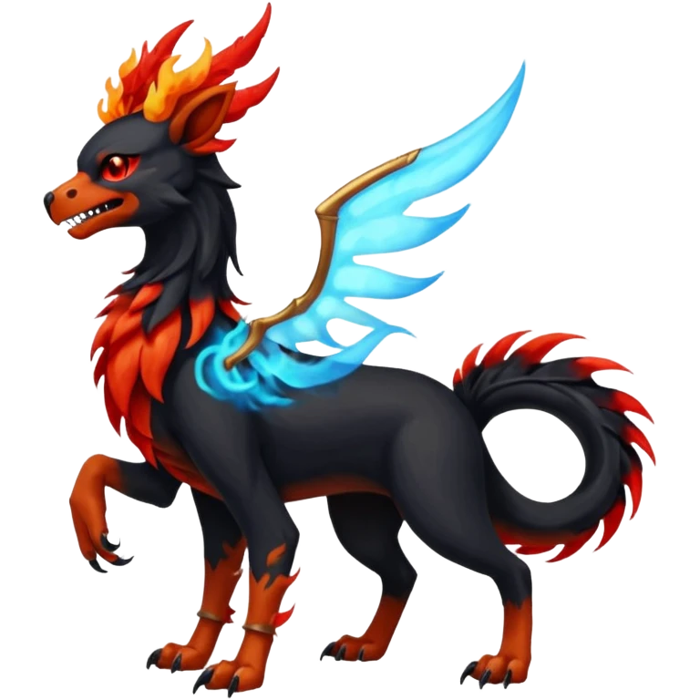 Volcanic Blazing Fiery Evil Skeletal Beaky Feathery Hot Cool Houndoom-Gryphon-Vaporeon-Flareon-fusion (full body) emoji