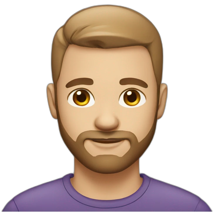 create an headshot emoji of a male with brown eyes, 2 mm beard, no hair and bright skinn emoji
