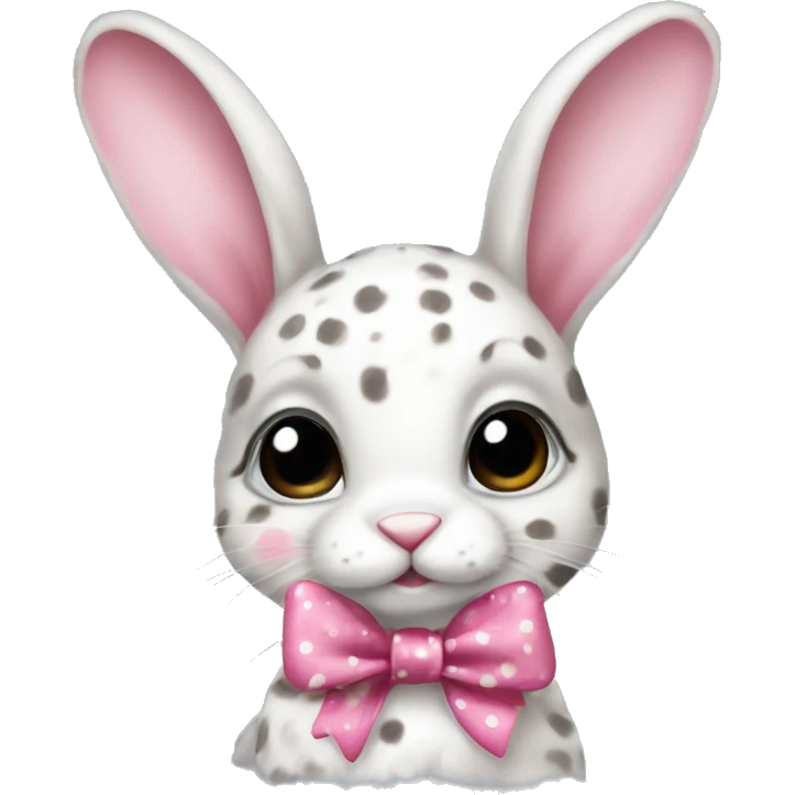 realistic baby bunny with spots with and a pink bow emoji