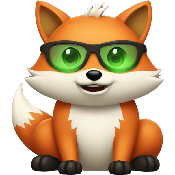 Fat fox with green eyes playing video games  emoji