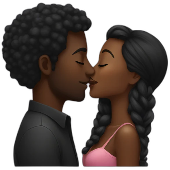 Black beautiful couple kissing emoji