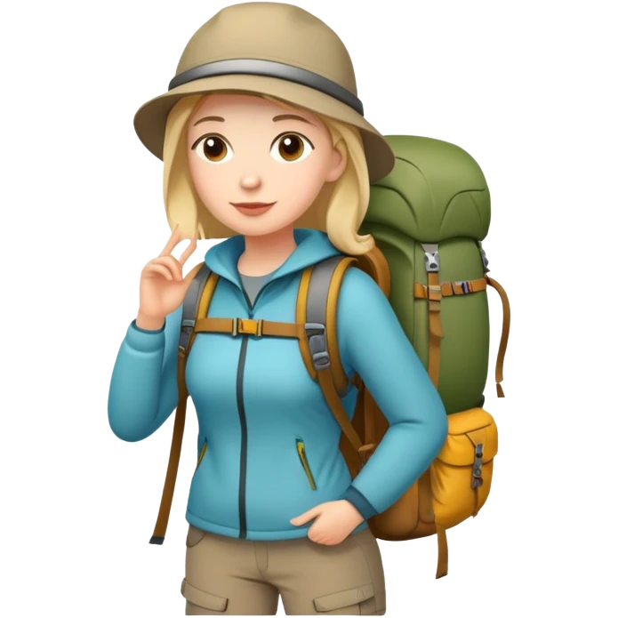 woman with hiking backpack emoji