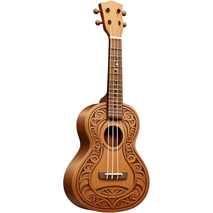 Ukulele with Polynesian carvings emoji