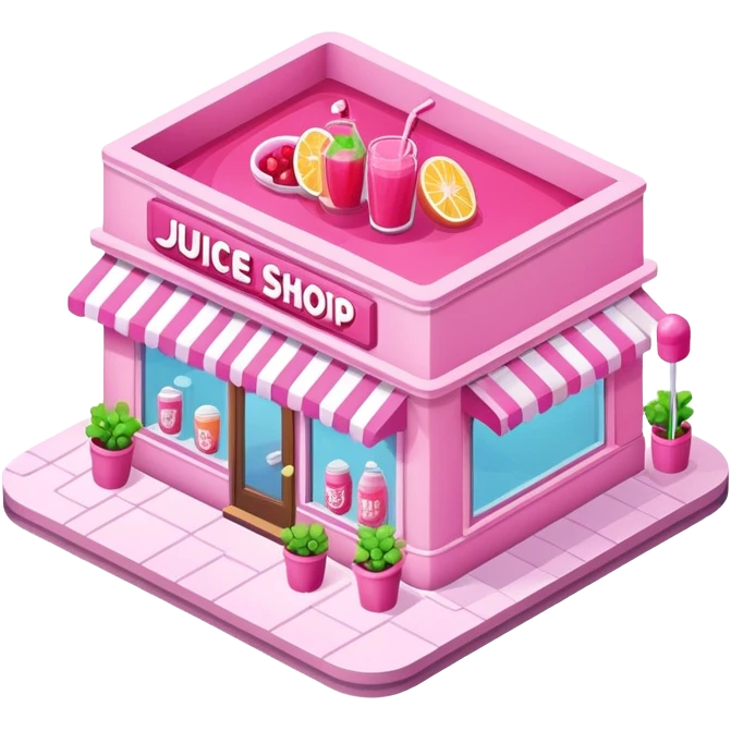 Pink aesthetic juice shop, isometric  emoji