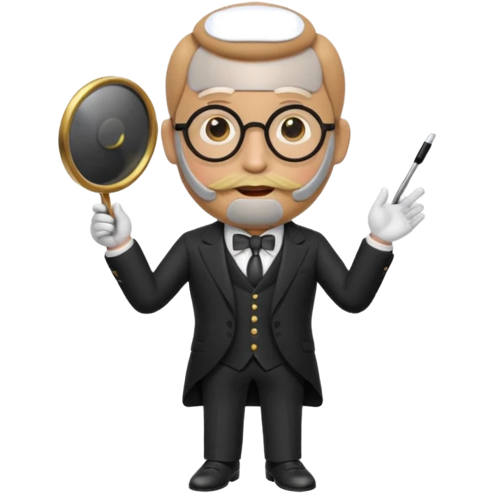 presidential candidate potato, memoji-inspired, with a monocle and formal suit, giving a speech emoji