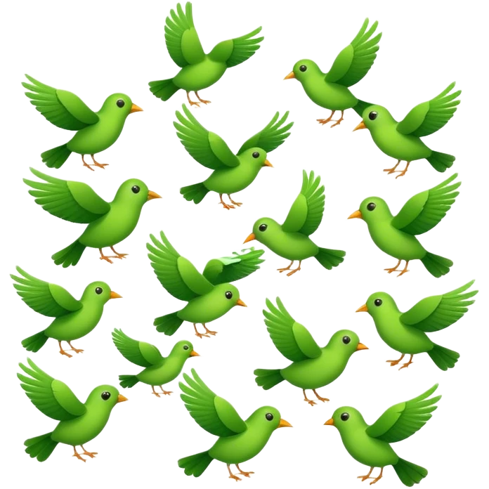 A flock of birds carrying leaves emoji