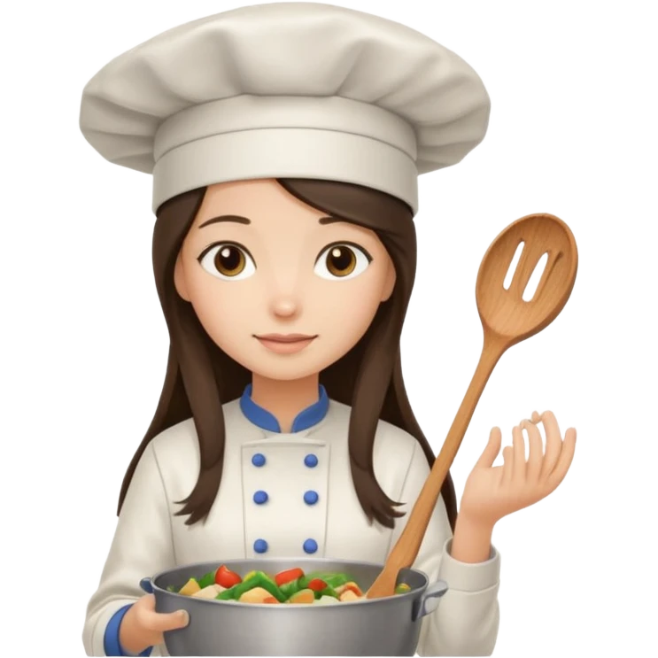 Get this emoji or create your own with AI ✨ https://www.emojis.com/emoji/brunette-long-straight-hair-girl-in-a-cook-hat-cooks-food-Nei6x3QEt6O emoji