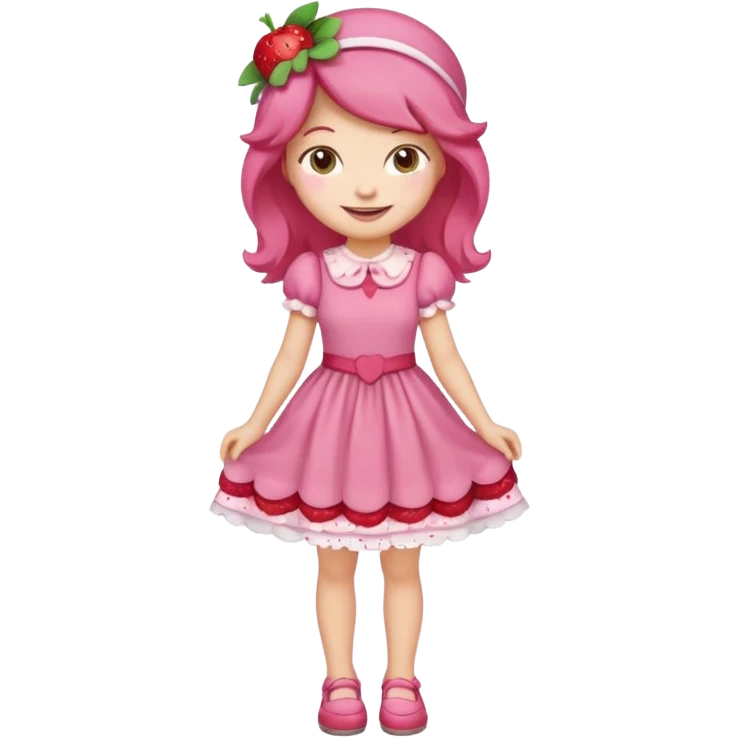 pretty and cute realistic modern day cartoon character strawberry shortcake full body emoji