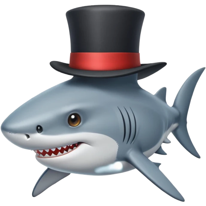 Shark with a top hat emoji
