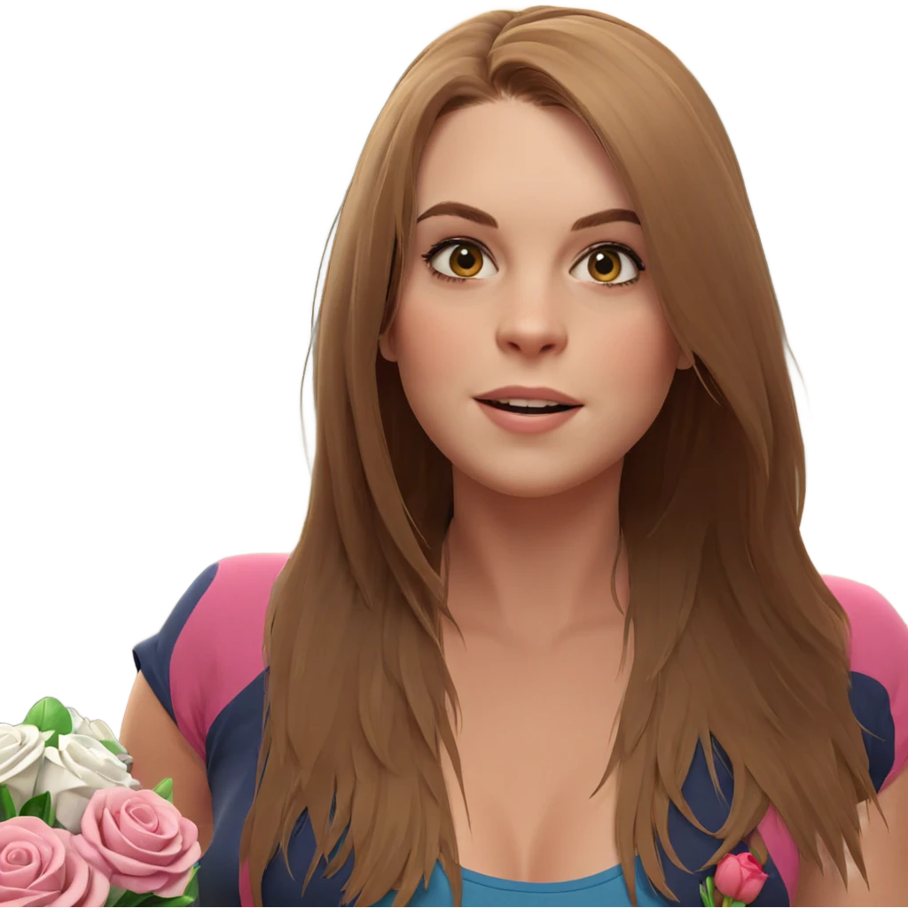 girl with bouquet in focus emoji