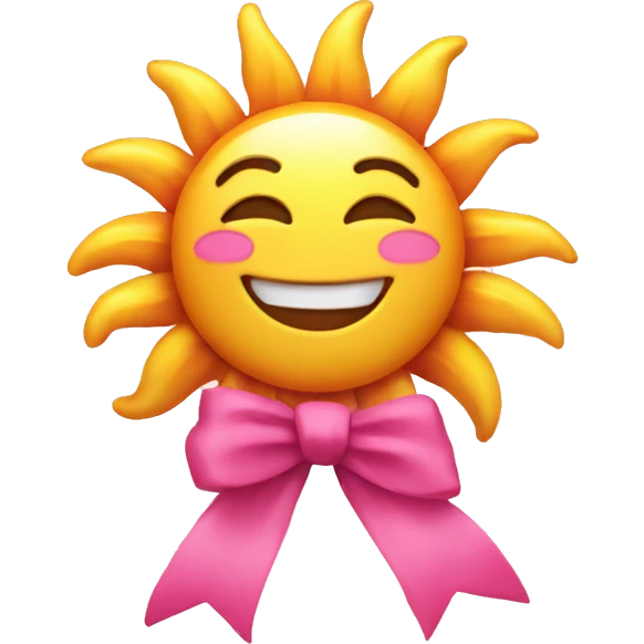 sun smiling with a pink bow  emoji