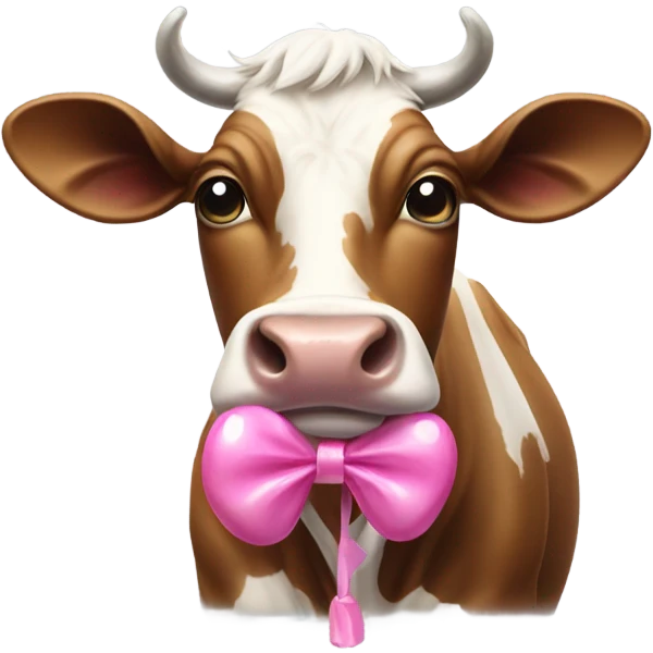 Cow with bow and bubble gum emoji