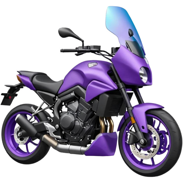 Créer un emoji copiable sur mon système iOS avec une moto mt07 noir mate / violet plus foncé que tu as et iridescent. le style de la mt07 doit être en roadster. emoji