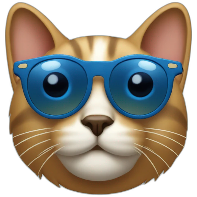 a blue kawaï cat round ears wearing sunglasses emoji