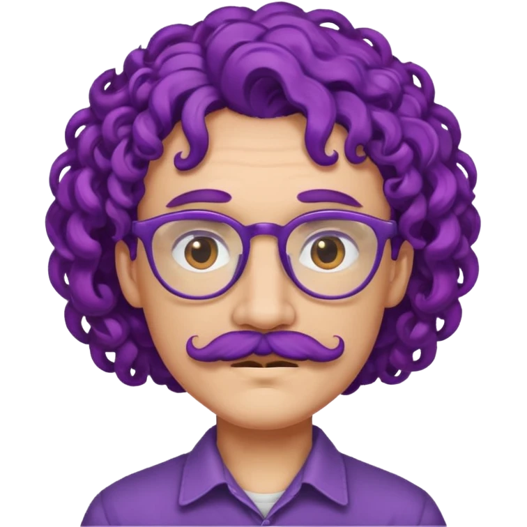 mustached curly purple haired earringed dpectacled emoji