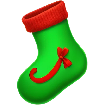 Red sock with green bow  emoji