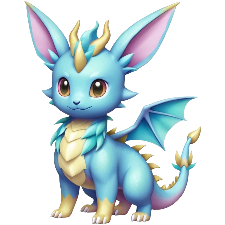 Shiny-Pastel-Eeveelution-Cute-Fakemon-Dragon-Pokémon-fusion full body emoji