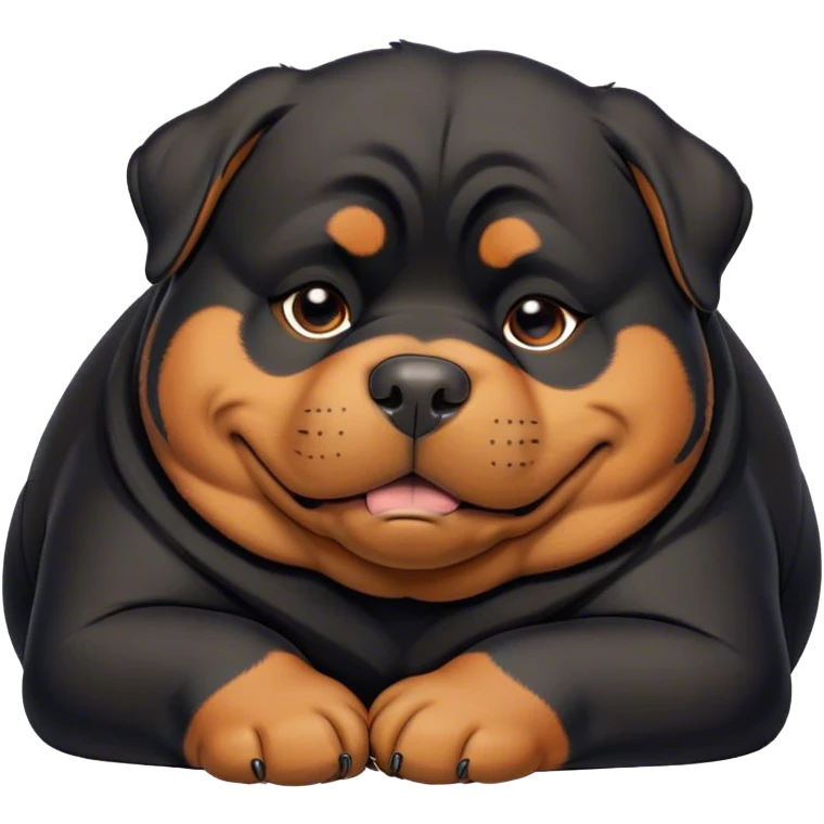 Cinematic Meme-Worthy Chubby Sleeping Rottweiler Portrait Emoji, Head resting peacefully with a contented smile, featuring a delightfully chubby build and a luxuriously soft black and tan coat, eyes shut in a serene nap, Simplified yet hilariously adorable features, highly detailed, glowing with a soft, drowsy light, high shine, relaxed and utterly lovable, stylized with an air of playful laziness, bright and endearing, soft glowing outline, capturing the essence of a comically sleepy guardian, so meme-worthy it feels like it could instantly become the next viral sensation of adorable slumber! emoji