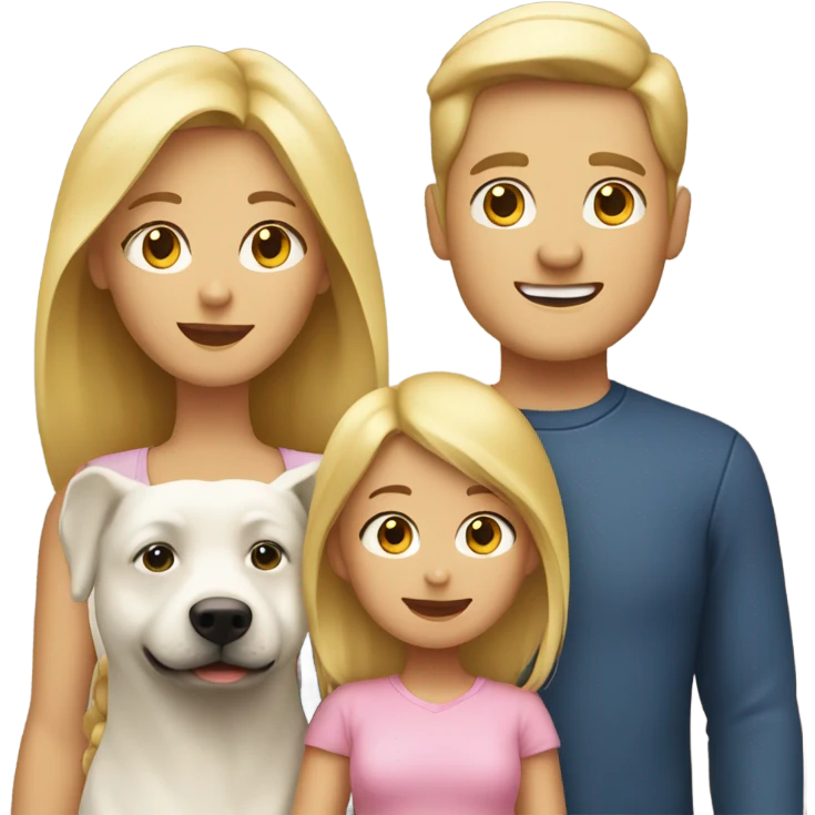 blonde family of four with a small dog emoji