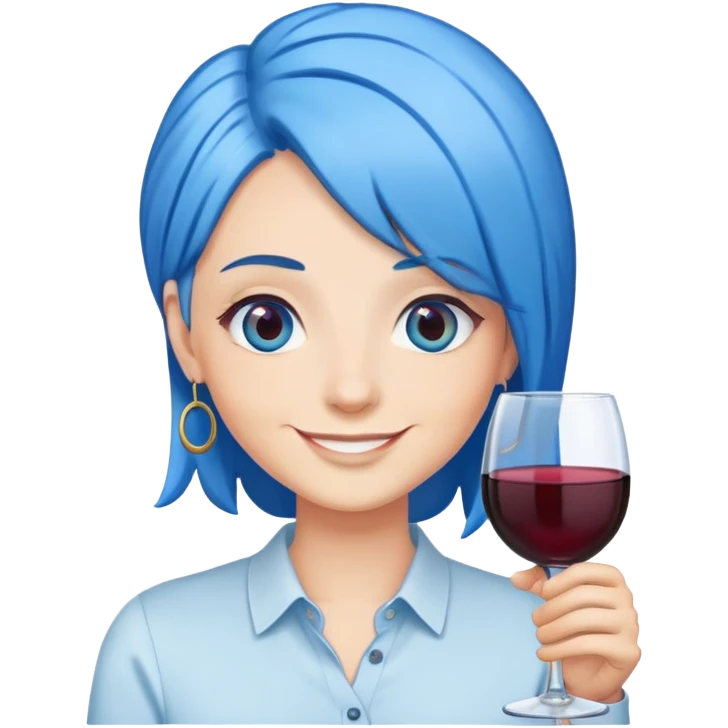 demon slayer full body blue hair wine glass eye funny emoji