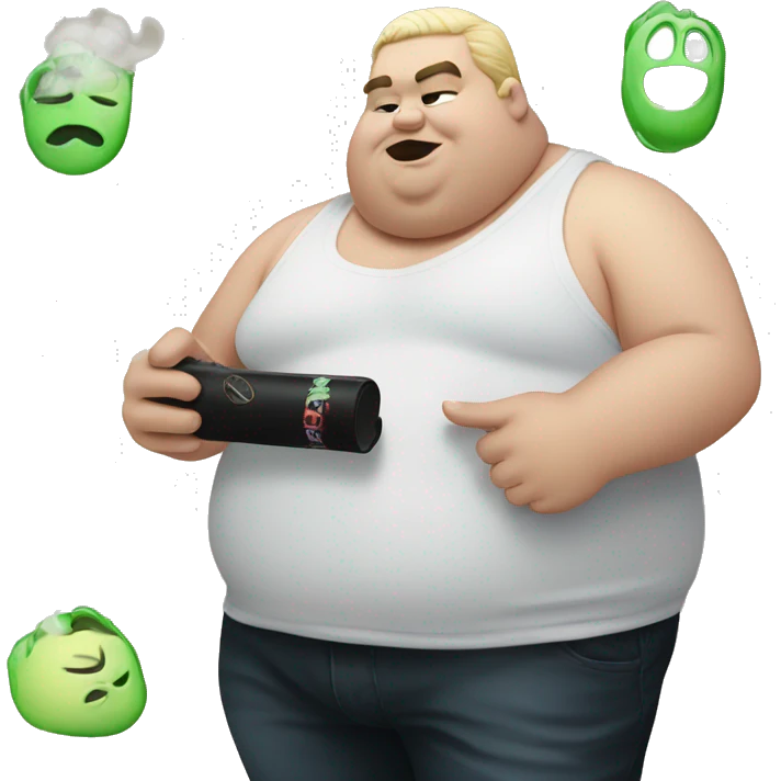 fat white boy with black hair smoking a vape emoji