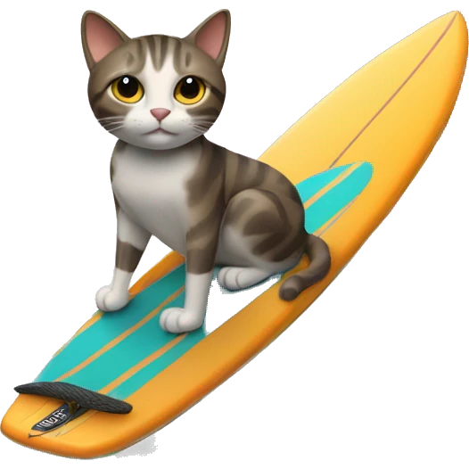 Cat riding surfboard emoji