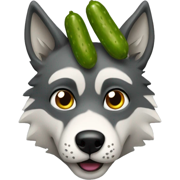 Wolf head with a pickle Body emoji